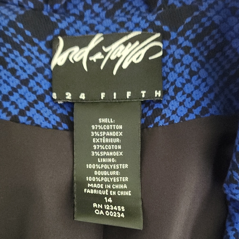 Lord & Taylor Patterned Office Preppy Wedding Formal Cobalt Blue Blazer - Womens - Picture 9 of 10